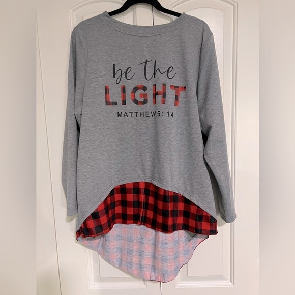 088. āBe the Light Matthew 5:14ā Gray Christmas Sweater M - Picture 1 of 4